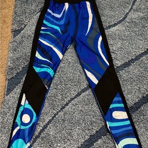 EMILIO PUCCI Blue and Black Abstract Leggings